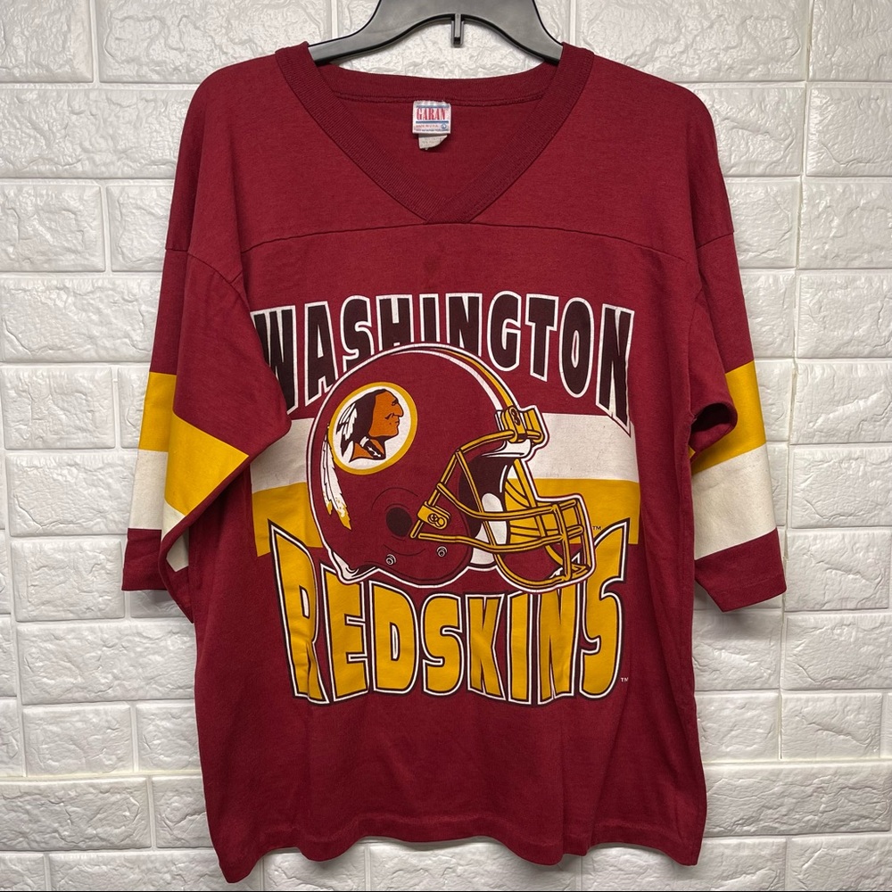 VINTAGE WASHINGTON REDSKINS FOOTBALL V SHIRT SINGLE STITCH MEN L MADE IN USA EUC